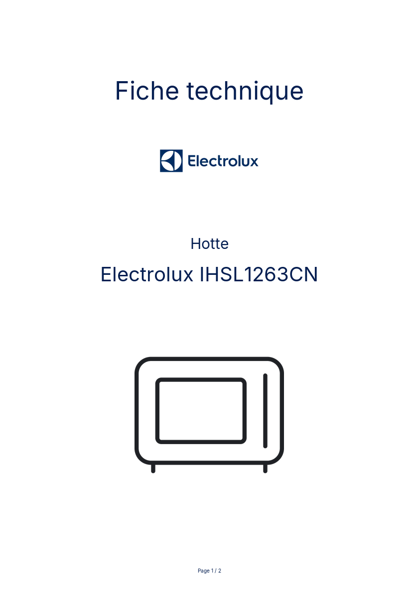 Page n°1 - Fiche technique Electrolux IHSL1263CN