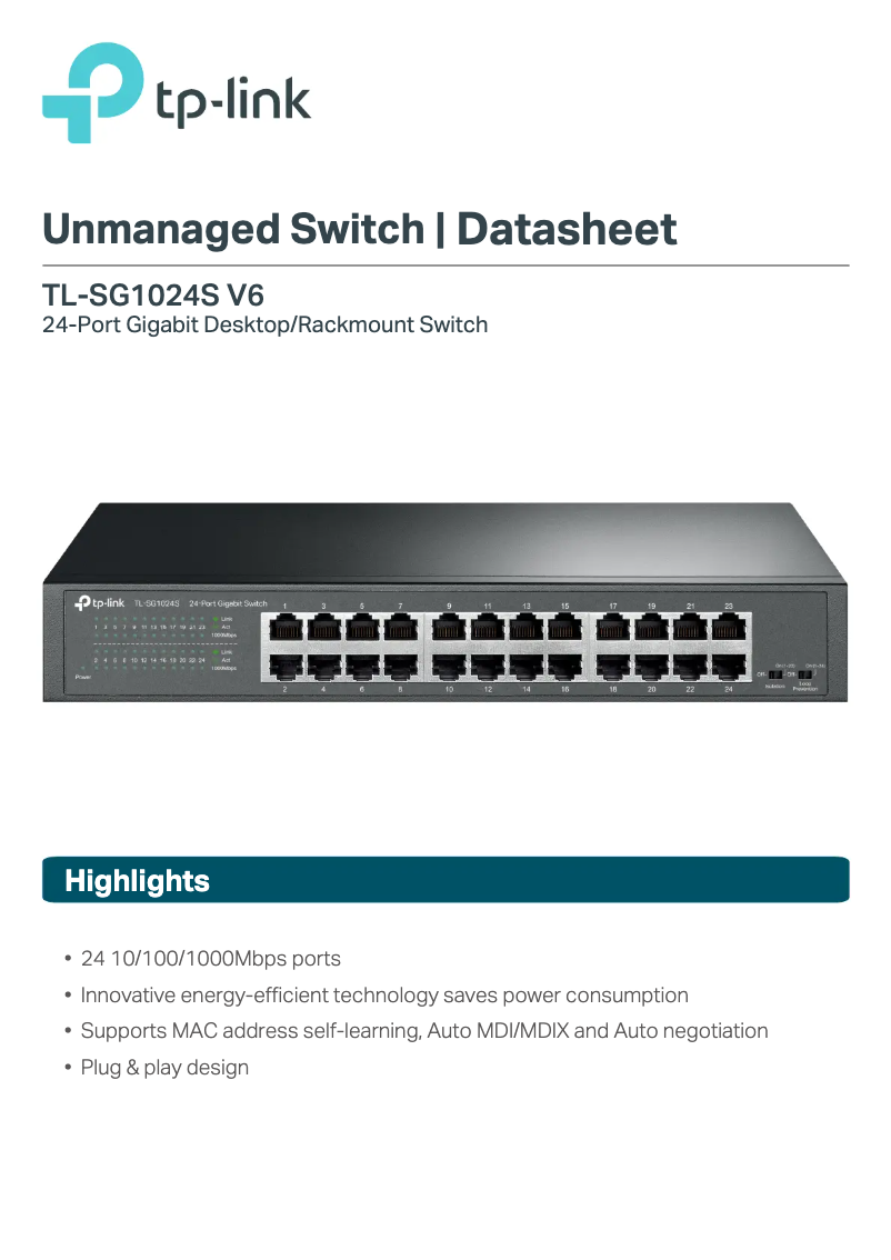 Page 1 de la notice Guide d'installation TP-Link TL-SG1024S