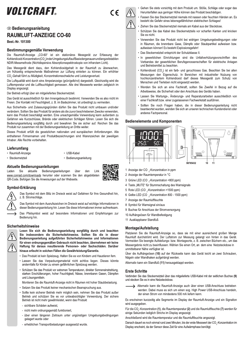 Page n°1 - Manuel utilisateur Voltcraft CO-60