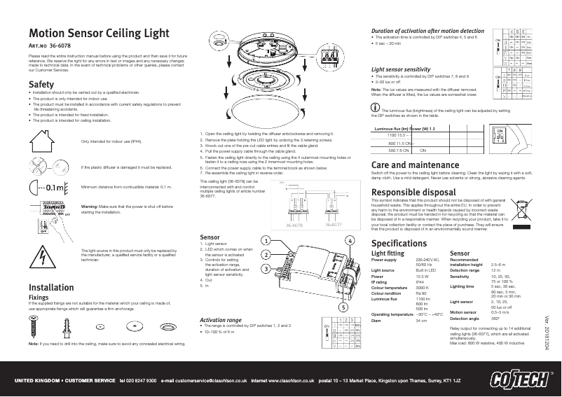 Page 1 de la notice Manuel utilisateur Cotech 36-6078