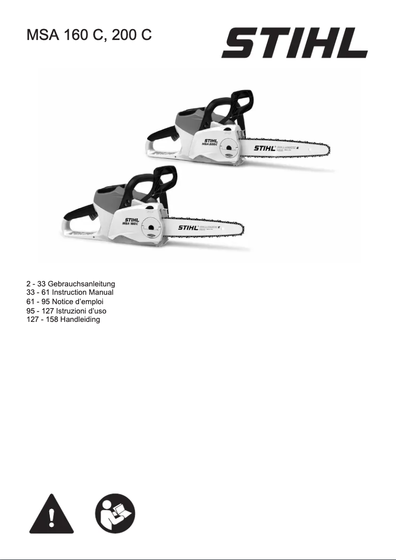 Page 1 de la notice Manuel utilisateur Stihl MSA 200 C