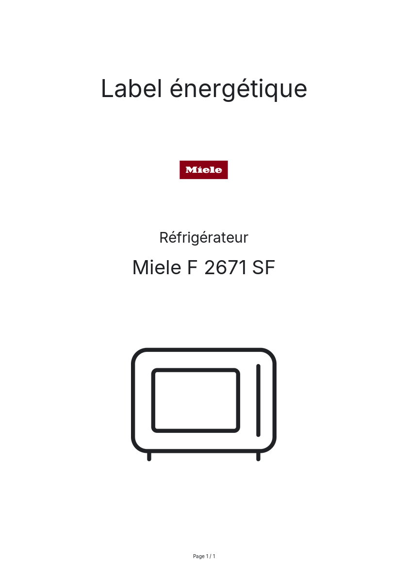 Image de la première page du manuel de l'appareil F 2671 SF