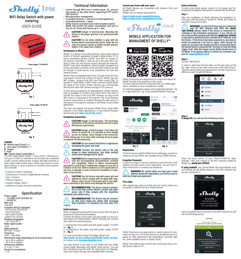 Página 1 del manual Manual de usuario Shelly 1PM