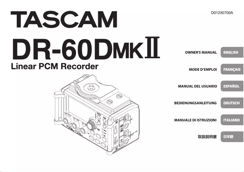 Page n°1 - Manuel utilisateur Tascam DR-60D MKII
