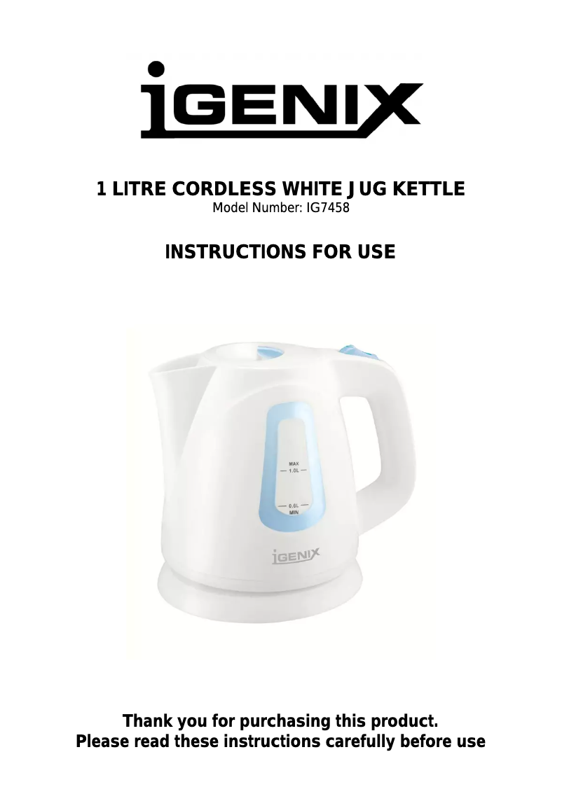 Página 1 del manual Manual de usuario Igenix IG7458
