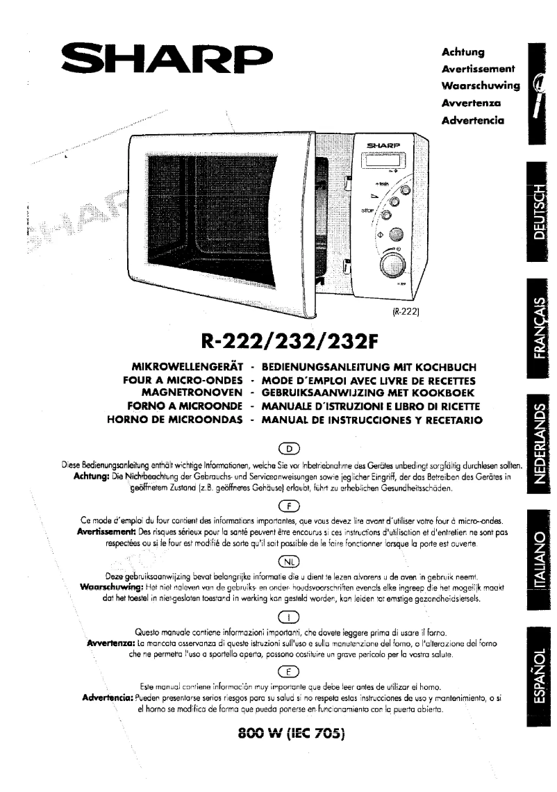 Page 1 de la notice Manuel utilisateur Sharp R-222W