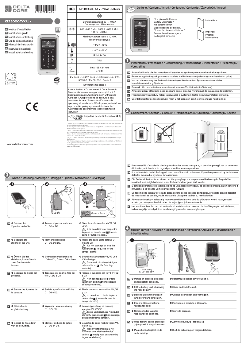 Image de la première page du manuel de l'appareil Tyxal+ CLT 8000
