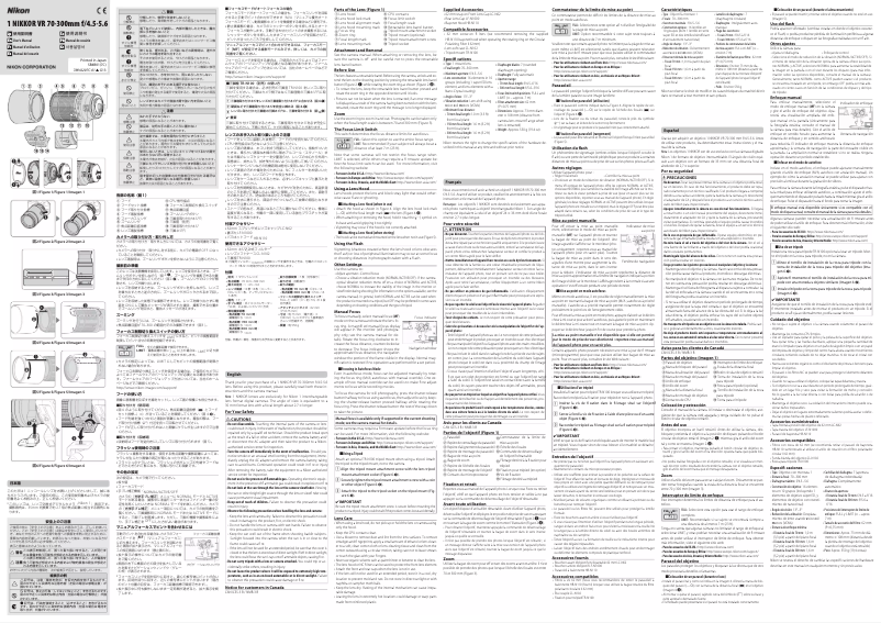 Image de la première page du manuel de l'appareil Nikkor 1 VR 70-300mm f/4.5-5.6