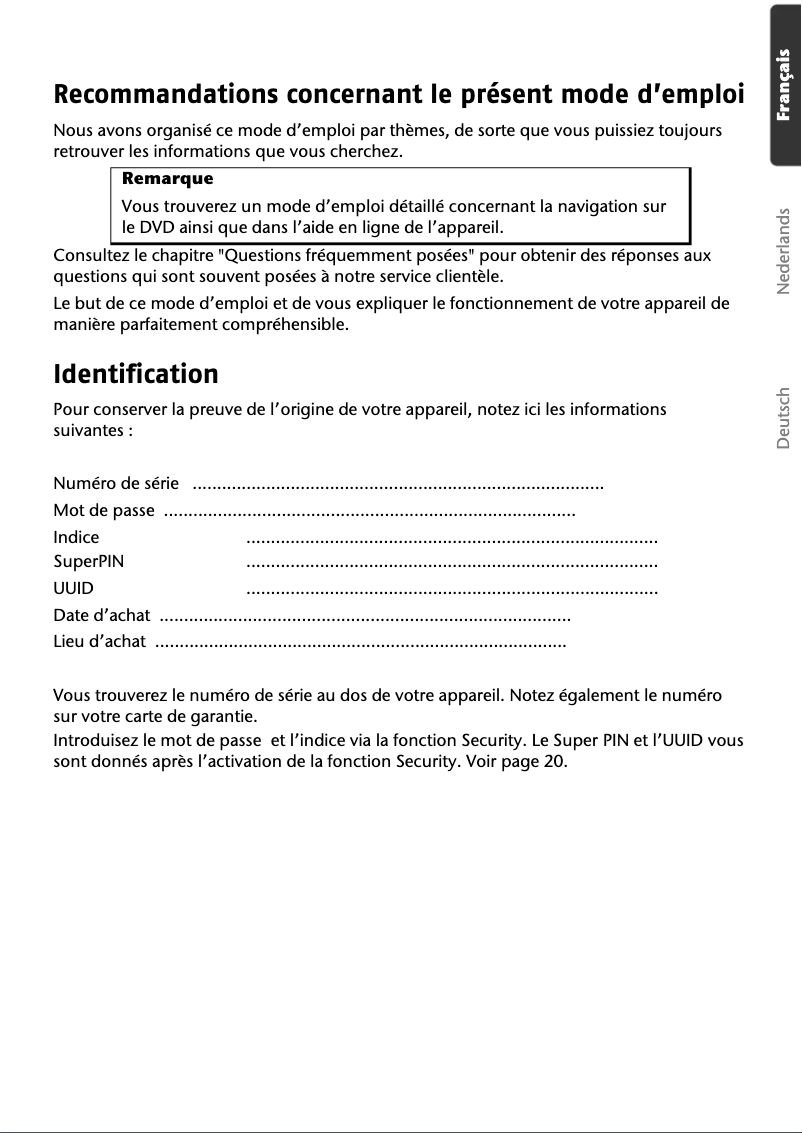 Page 1 de la notice Manuel utilisateur Medion PNA E3X30