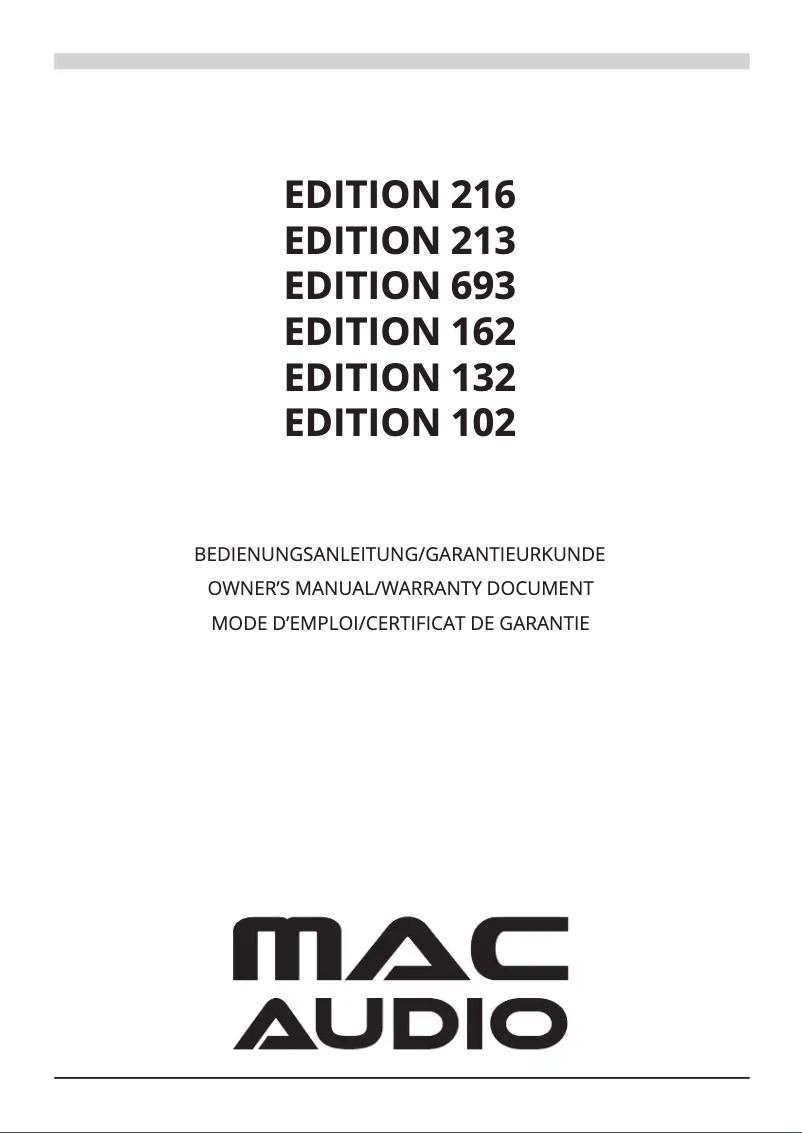 Page 1 de la notice Manuel utilisateur Mac Audio Edition 102