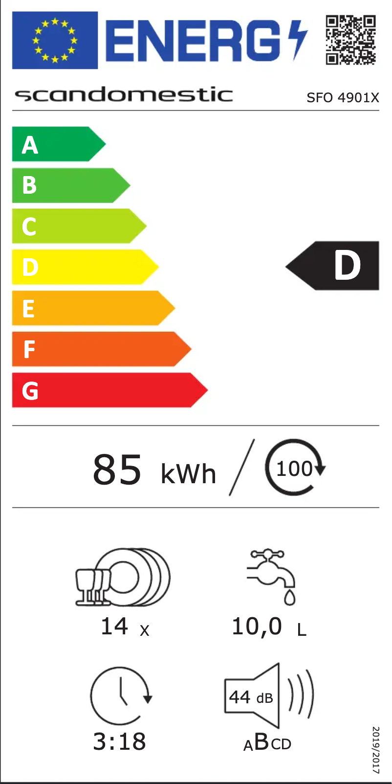 Page n°1 - Label énergétique Scandomestic SFO 4901 X