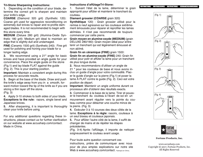 Page 1 de la notice Manuel utilisateur AccuSharp Deluxe Tri-Stone
