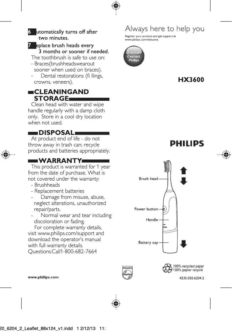 Página 1 del manual Manual de usuario Philips Sonicare PowerUp HX3631