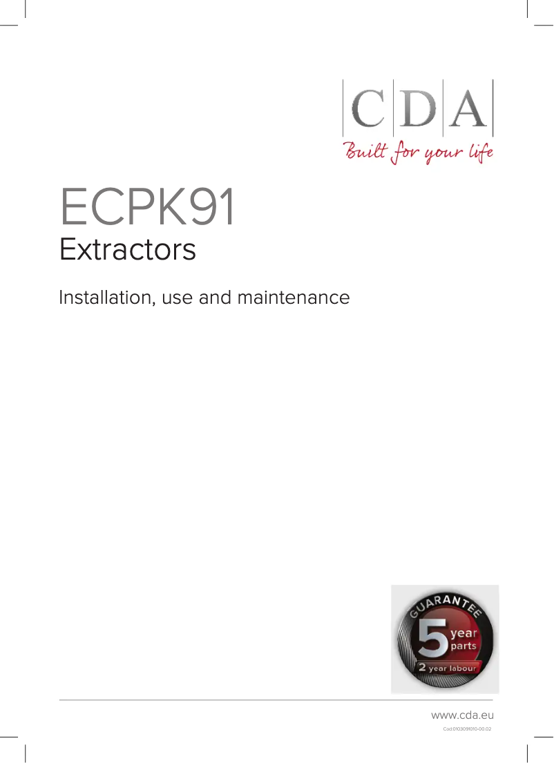 Page n°1 - Manuel utilisateur CDA ECPK91SS