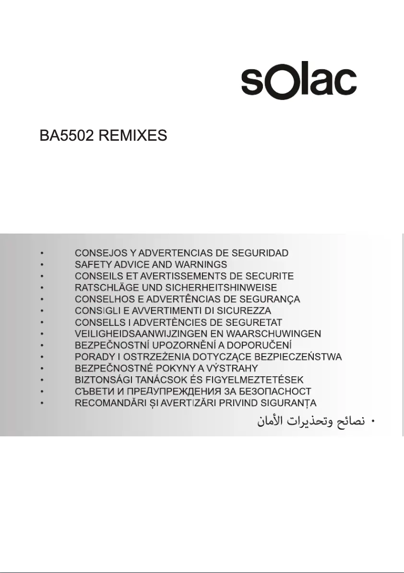 Page 1 de la notice Instructions de sécurité Solac Remixes BA5502