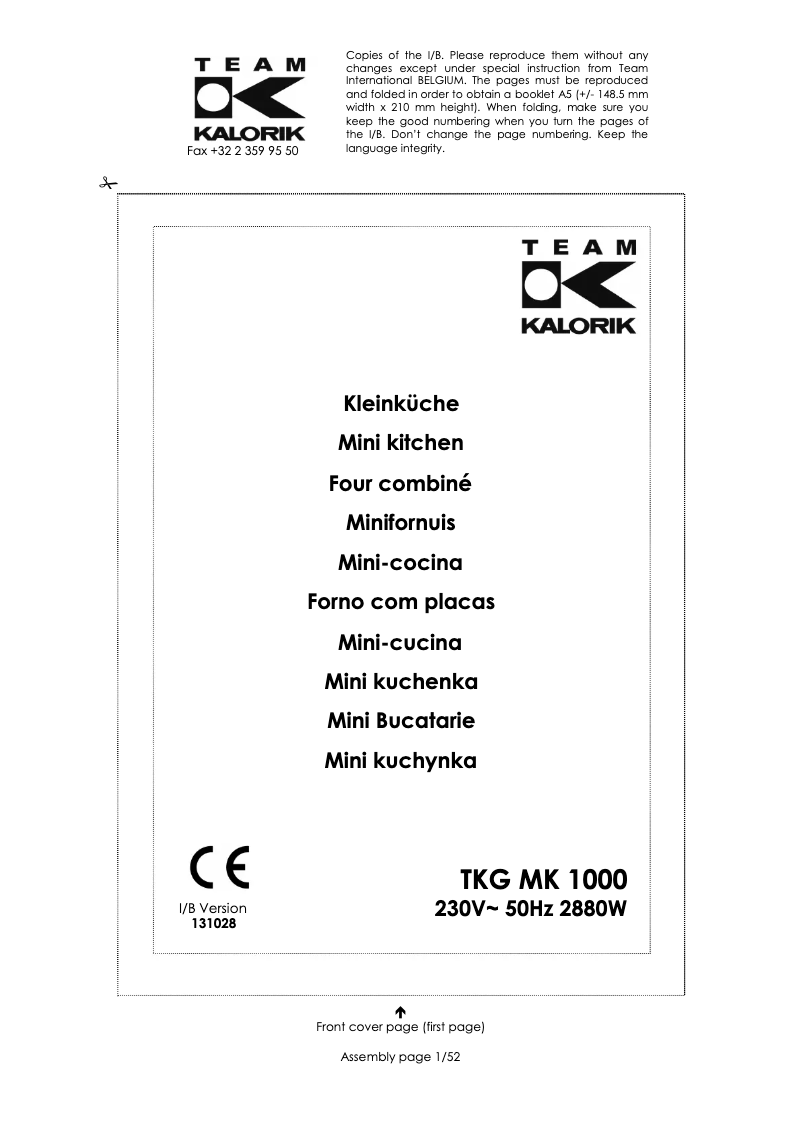 Page 1 de la notice Manuel utilisateur Efbe-Schott TKG MK 1000 B