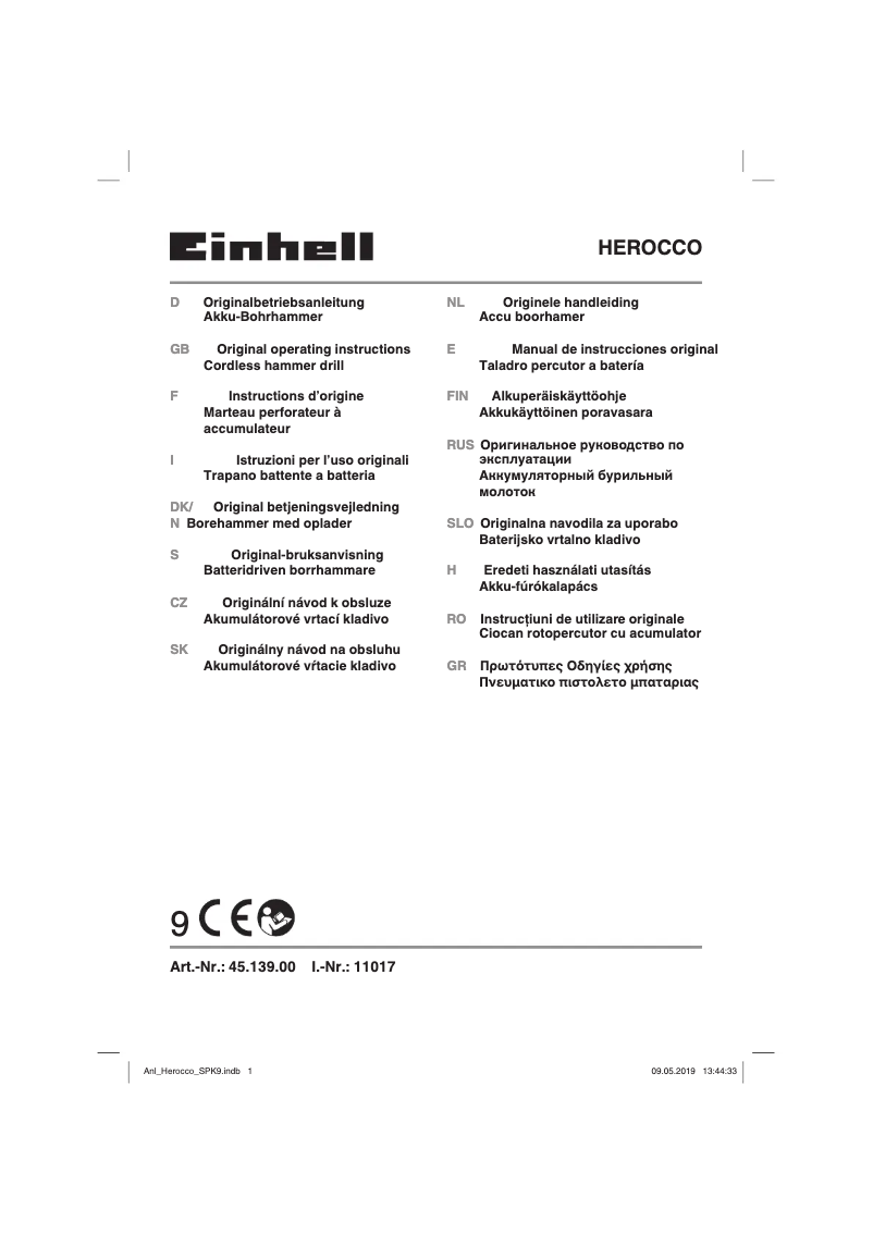 Page n°1 - Manuel utilisateur Einhell Herocco Solo