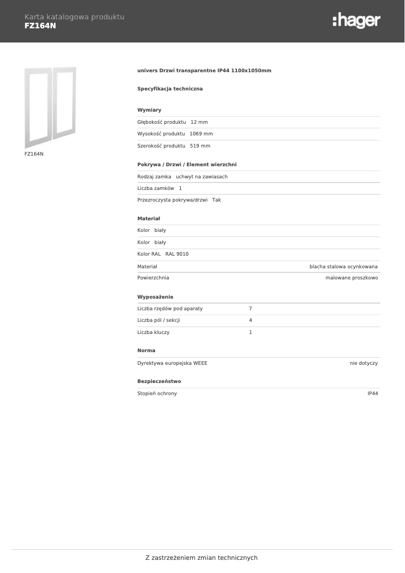 Page 1 de la notice Manuel utilisateur Hager FZ164N