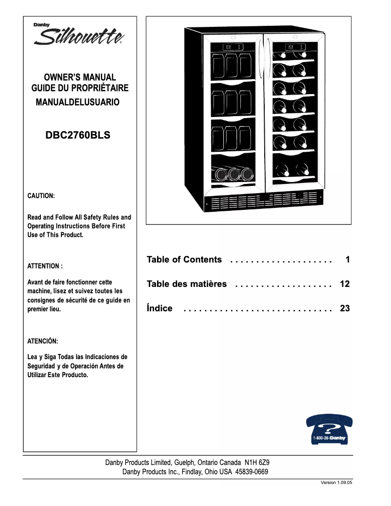 Page n°1 - Manuel utilisateur Danby Silhouette DBC2760BLS