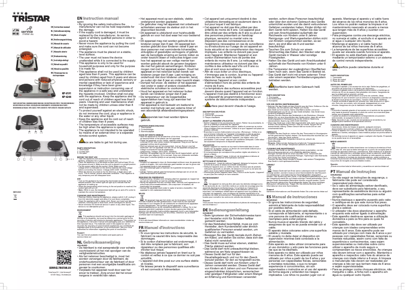 Page 1 de la notice Manuel utilisateur TriStar KP-6191