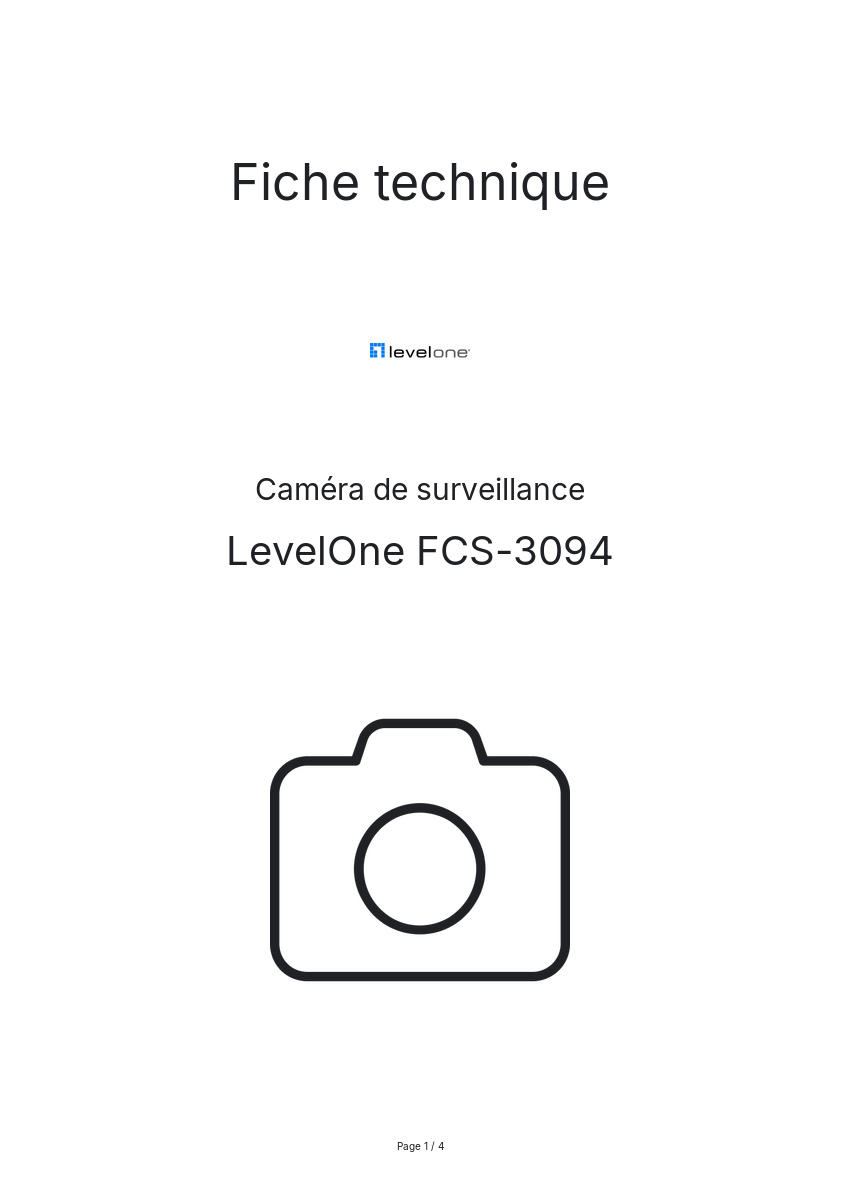 Page n°1 - Fiche technique LevelOne FCS-3094