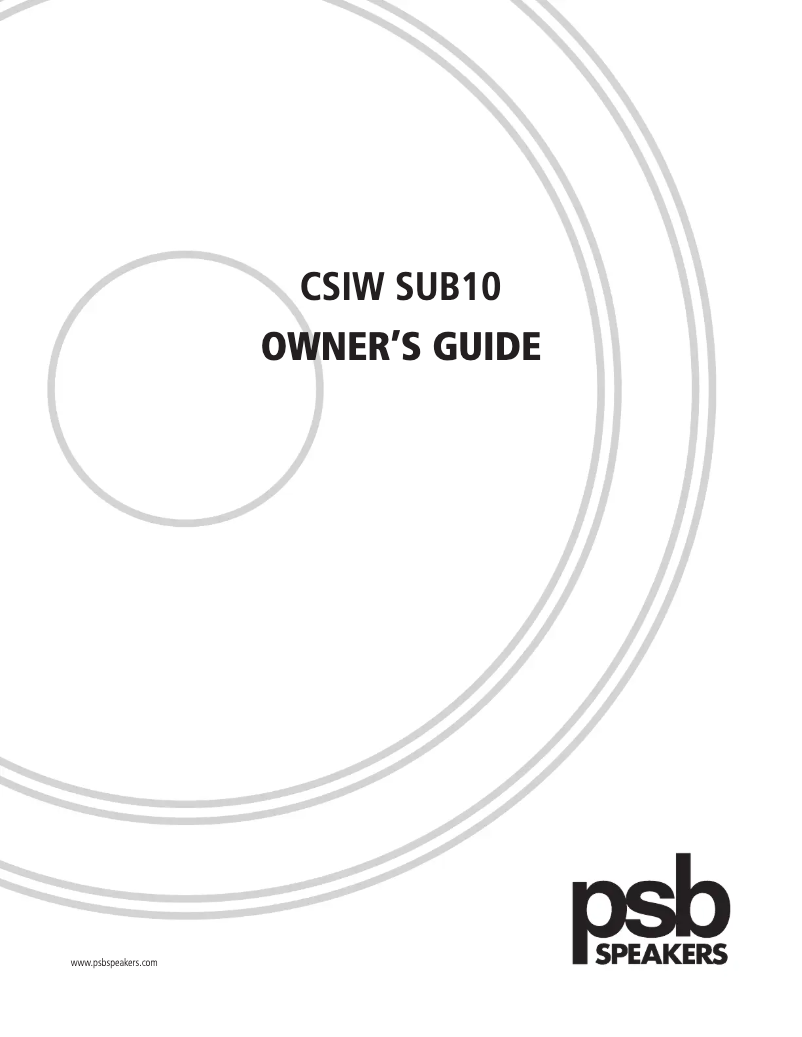 Image de la première page du manuel de l'appareil CSIW SUB10