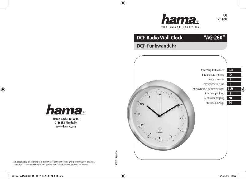 Page 1 de la notice Manuel utilisateur Hama AG-260