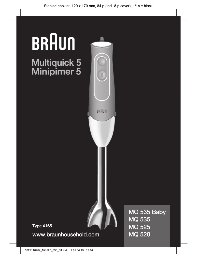 Page n°1 - Manuel utilisateur Braun Multiquick 5 MQ525 Omelette