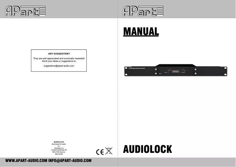 Page n°1 - Manuel utilisateur APart AUDIOLOCK