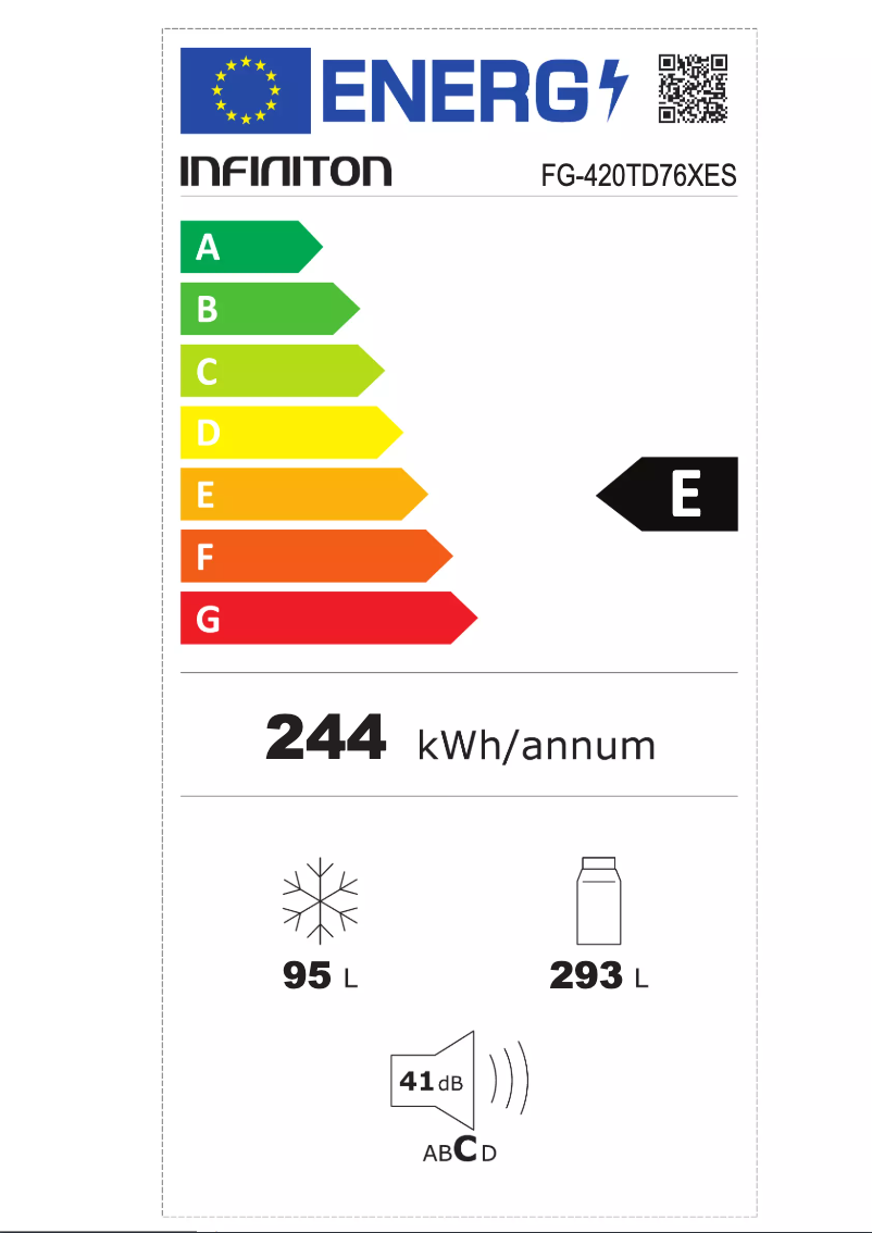 Page n°1 - Label énergétique Infiniton FG-420TD76XES