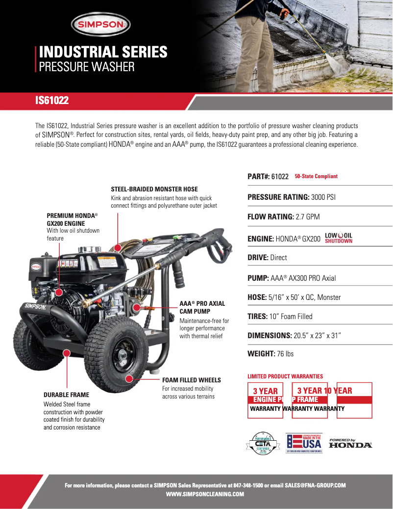 Página 1 del manual Ficha técnica Simpson IS61022-S