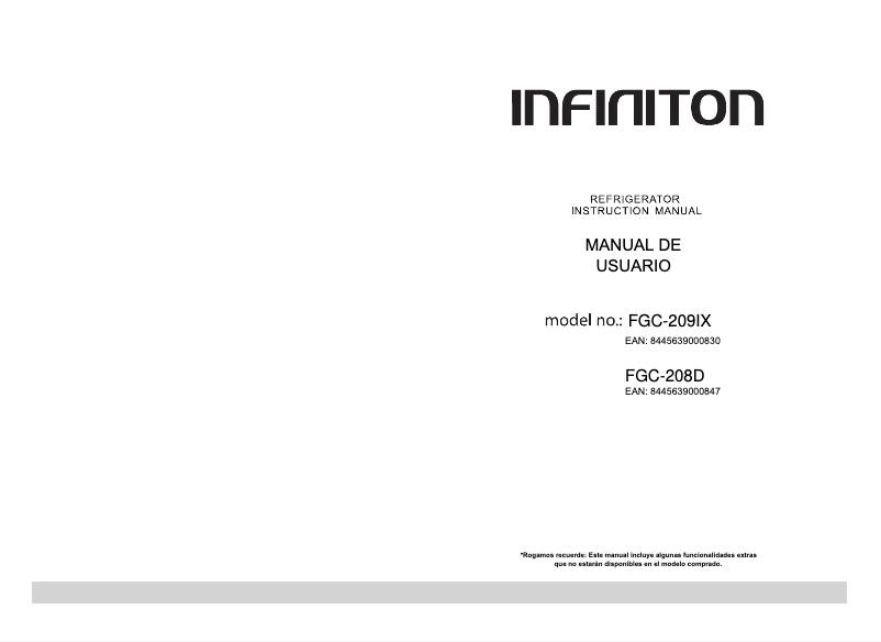 Page n°1 - Manuel utilisateur Infiniton FGC-208D