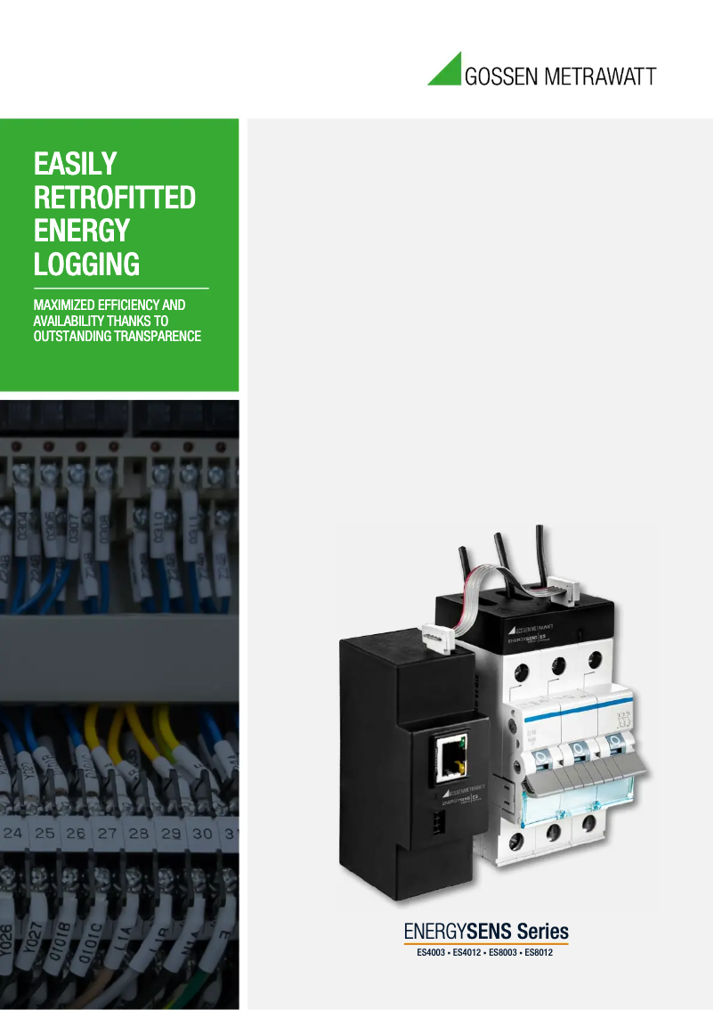 Page 1 de la notice Brochure Gossen Metrawatt ENERGYSENS-EScom