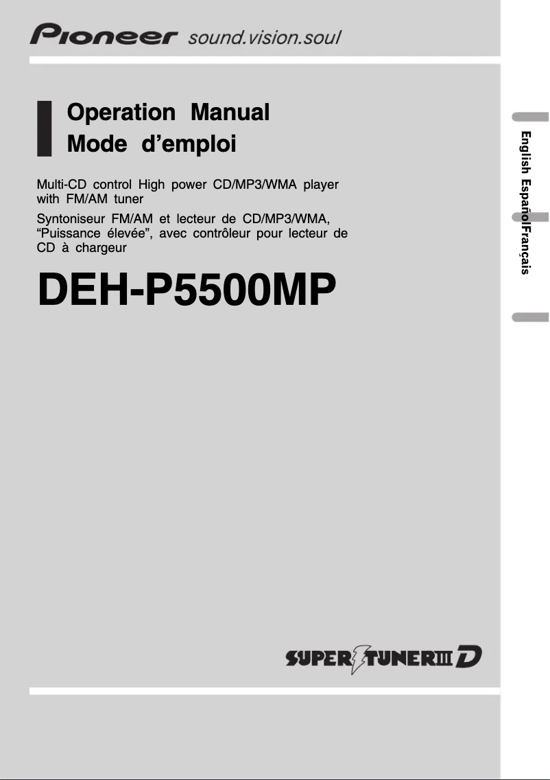 Page n°1 - Manuel utilisateur Pioneer DEH-P5500MP