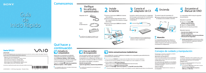 Page n°1 - Guide d'installation Sony Vaio VPCS13HGX