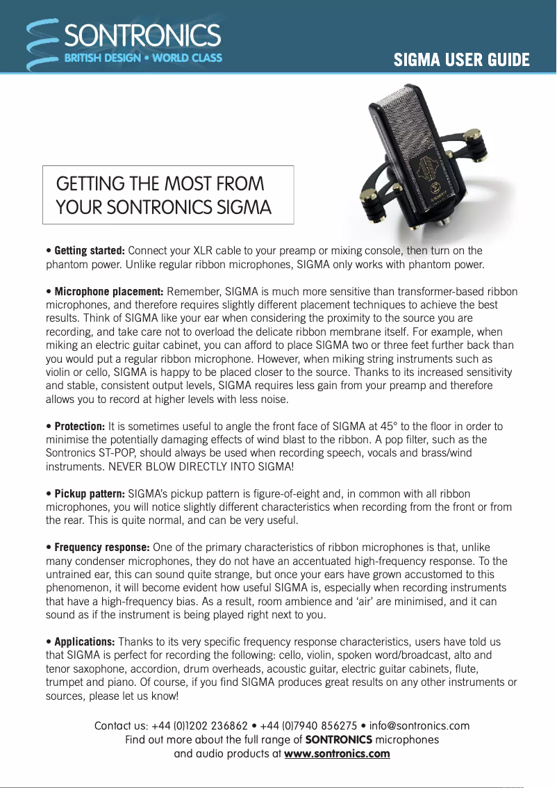 Imagen de la primera página del manual del dispositivo Sigma 2