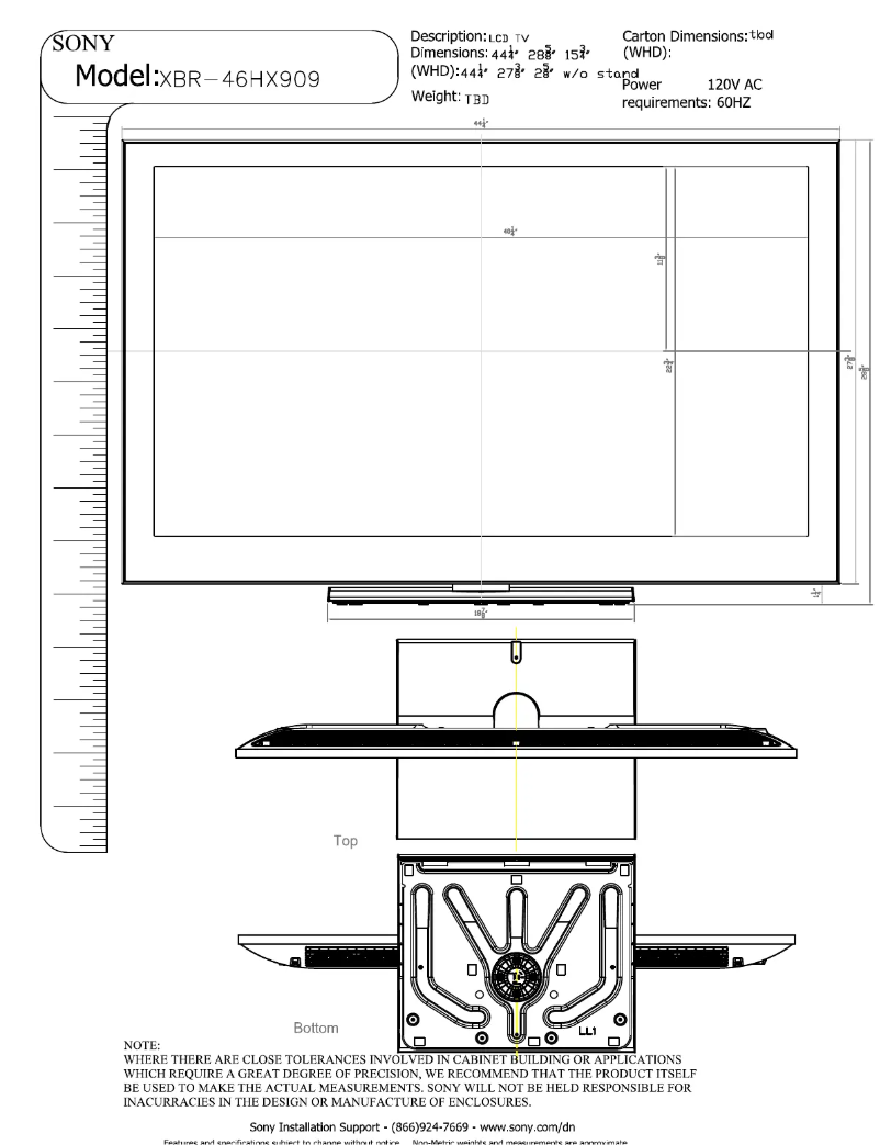 Page 1 de la notice Guide d'installation Sony Bravia XBR-46HX909