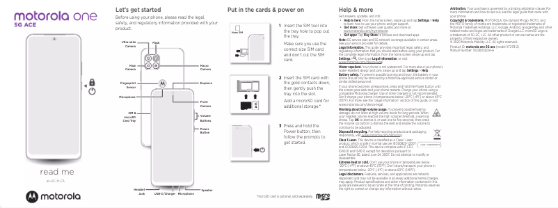 Page 1 de la notice Manuel utilisateur Motorola One 5G ACE
