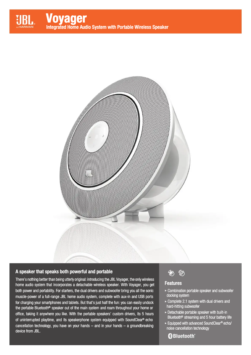 Page 1 de la notice Fiche technique JBL Voyager