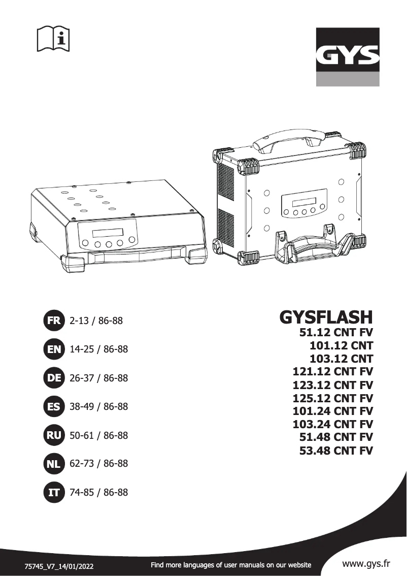 Page n°1 - Manuel utilisateur GYS Gysflash 53.48 CNT FV