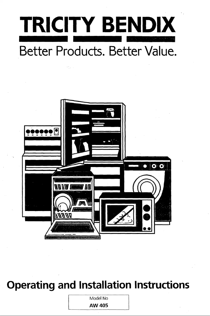 Page 1 de la notice Manuel utilisateur Tricity Bendix AW 405