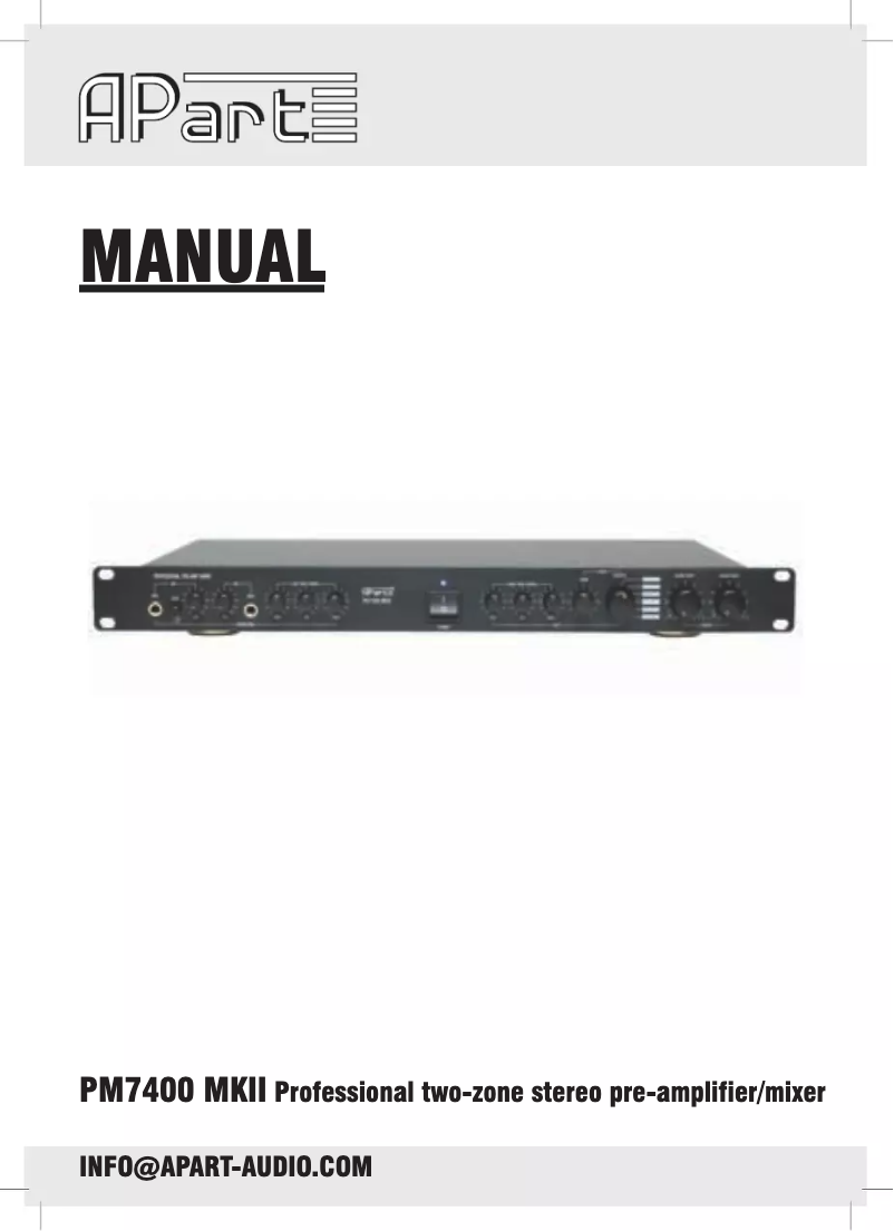 Page n°1 - Manuel utilisateur APart PM7400MKII