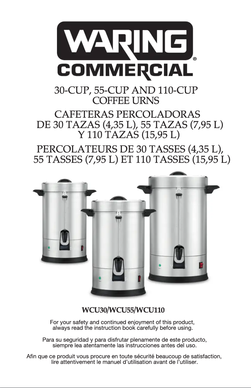 Page 1 de la notice Instructions / montage Waring Commercial WCU110