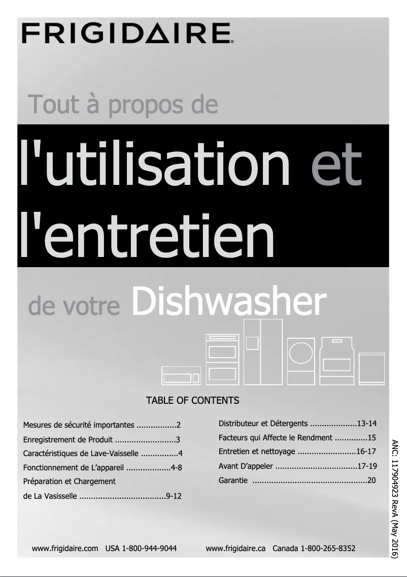 Page 1 de la notice Manuel utilisateur Frigidaire FGID2474QB