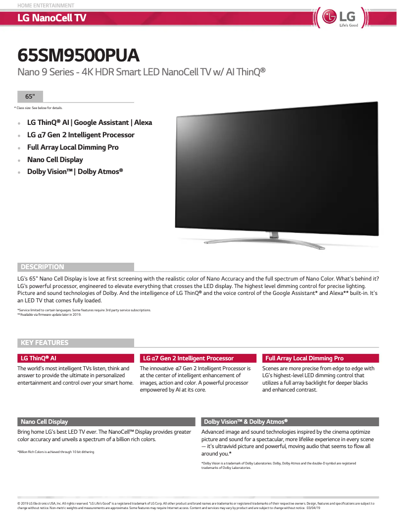 Page 1 de la notice Manuel utilisateur LG SM9500PUA