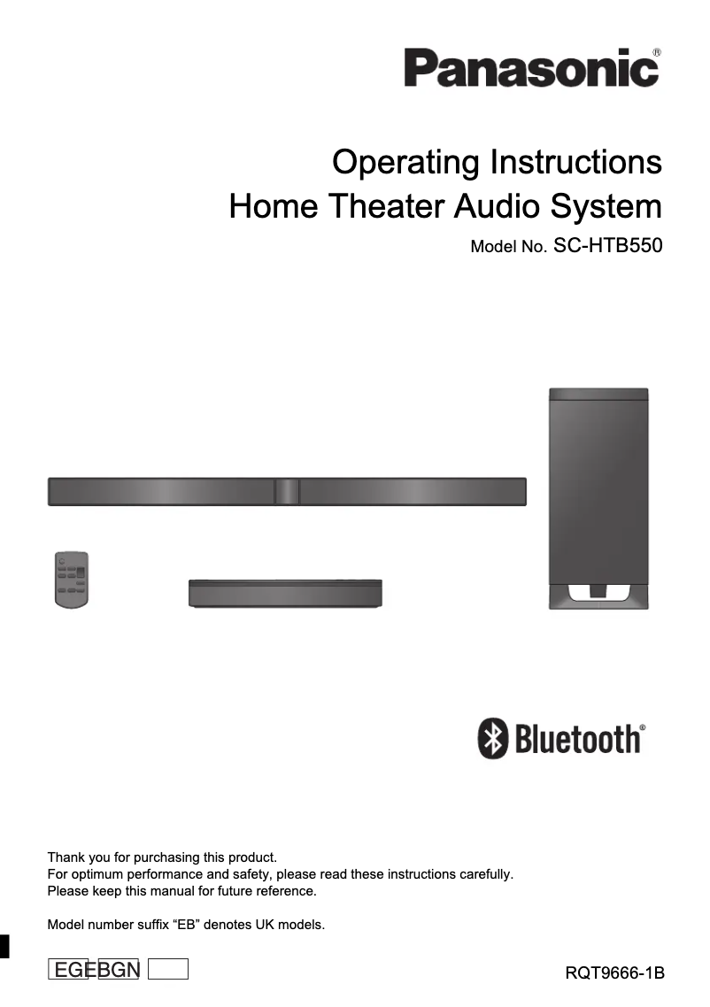 Page 1 de la notice Manuel utilisateur Panasonic SC-HTB550