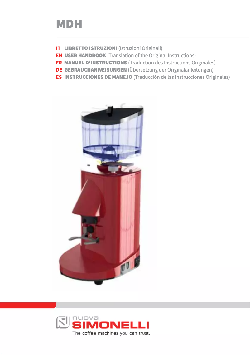 Page n°1 - Manuel utilisateur Nuova Simonelli MDH