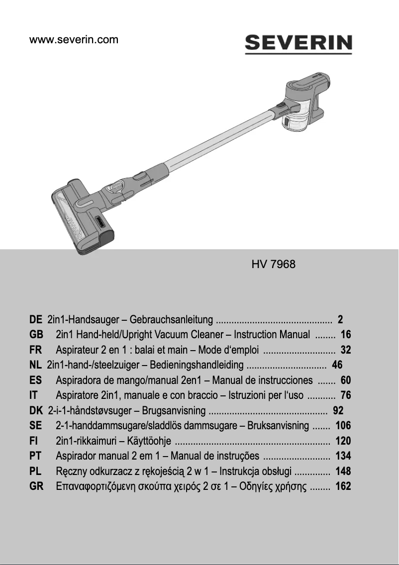 Page 1 de la notice Manuel utilisateur Severin HV 7968