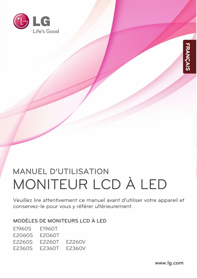 Page 1 de la notice Manuel utilisateur LG E2360V-PN