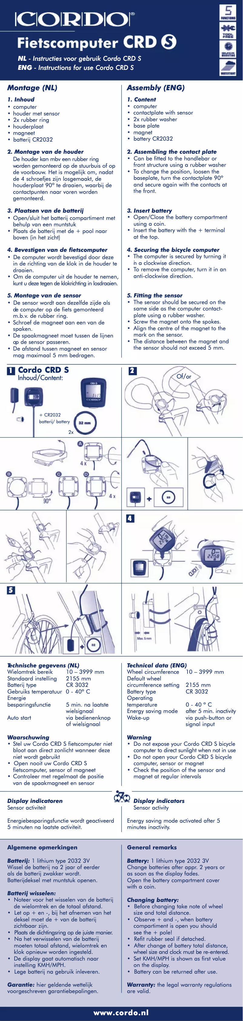 Page 1 de la notice Manuel utilisateur Cordo CRD S